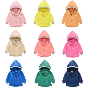 Custom Boys' Girls' Children's Short Solid Color Cotton Blend Garment Dyed Coat Spring Autumn Removable Cap Clothes for Kids