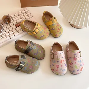 Hot Selling Anti-slip Floral Pattern Printing Buckle Strap Girls PU Leather Princess Kid Shoes