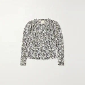 Clothing Manufacturer Custom Spring Summer Crew Neck Long Sleeve Print Elegant Casual Woman Shirt