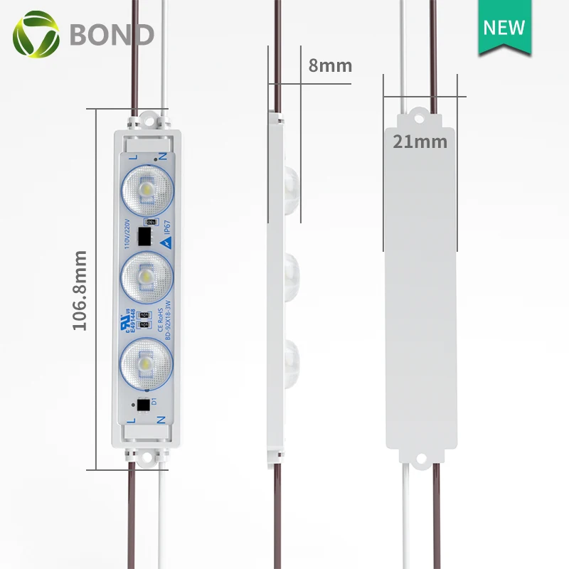 High Power 3leds Modulo1.5W 3W Outdoor 2835 Sign Module AC 110V 220V Led Module Light Box Injection Module