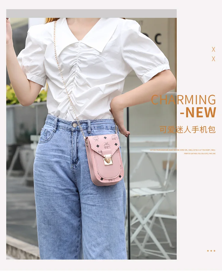2021 New women's letter printed small mobile phone bag fashion one-shoulder waterproof sloping cross bag