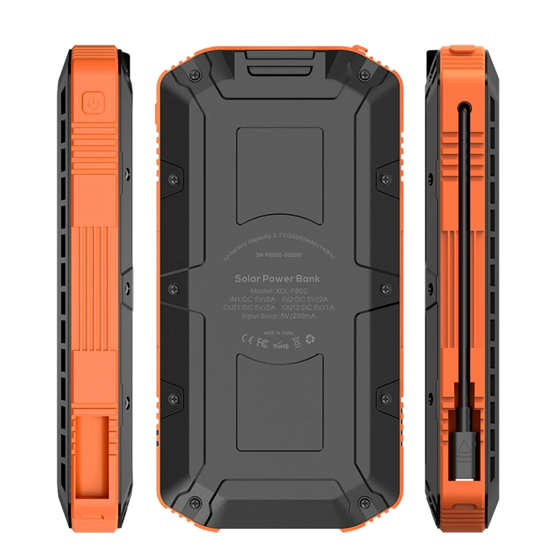 High Quality Dustproof IP66 Solar Powered Battery Charger Bank Waterproof Solar Power Bank With LED Indicator