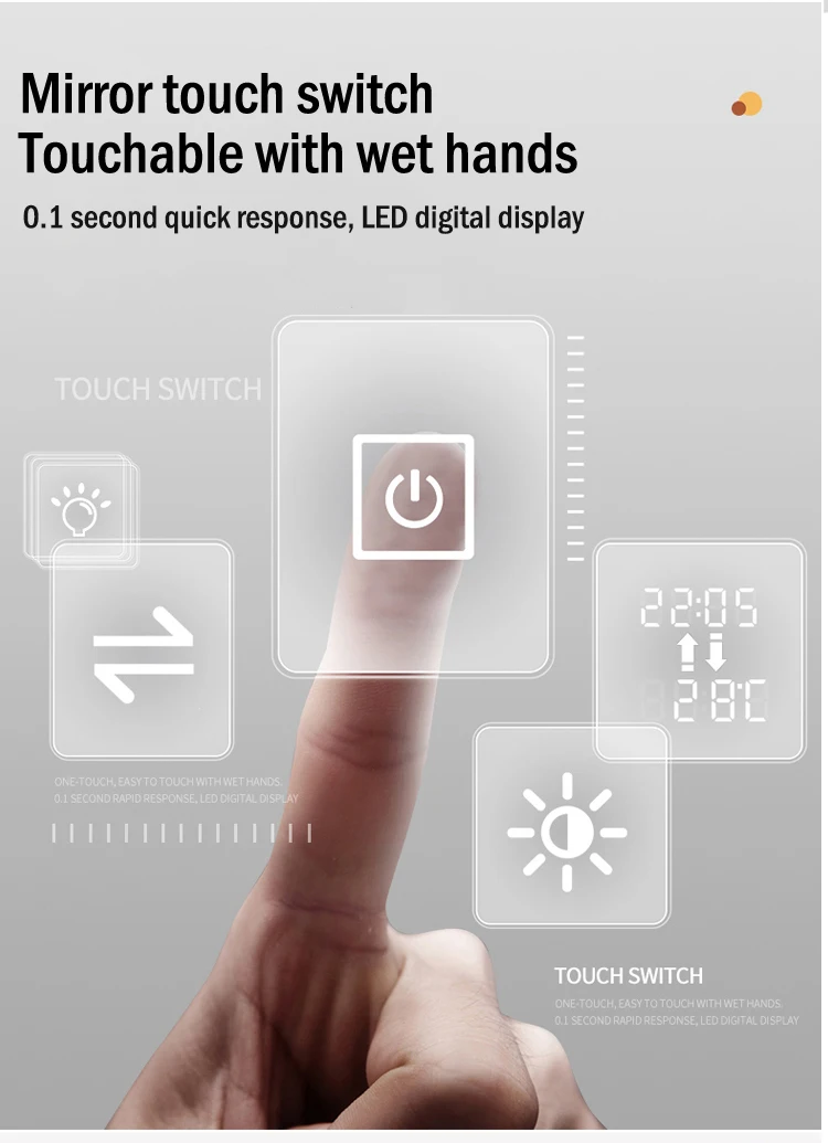 Decorative Touch Sensor Frameless Wall Mounted Smart Bathroom Half Moon