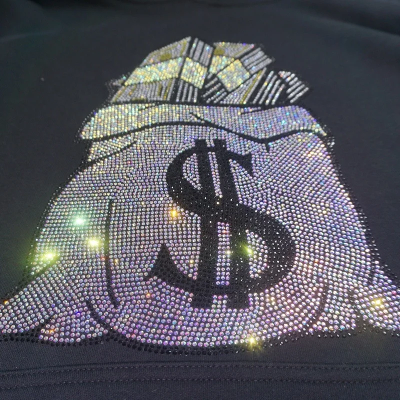 Cheap wholesale custom letter iron on rhinestone design heat transfer for jeans