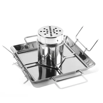 Stainless Steel BBQ Roasting Holder Beer Can Chicken Roaster Stand Includes 4 Vegetable Skewer For Grill Smoker or Oven