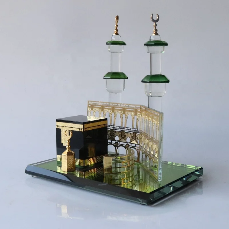 Muslim Islamic Crystal Decorations the Minaret of Mecca Mosque and Kaaba Ramadan Eid Gifts