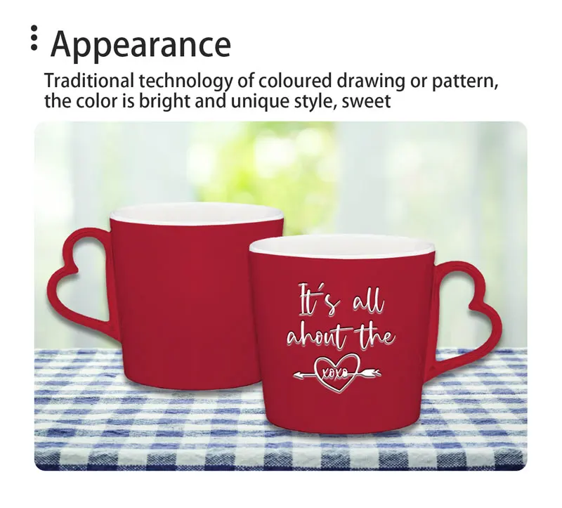 Wholesale New Valentine's Day Gift Mug Red Color Ceramic Cup With Heart ...