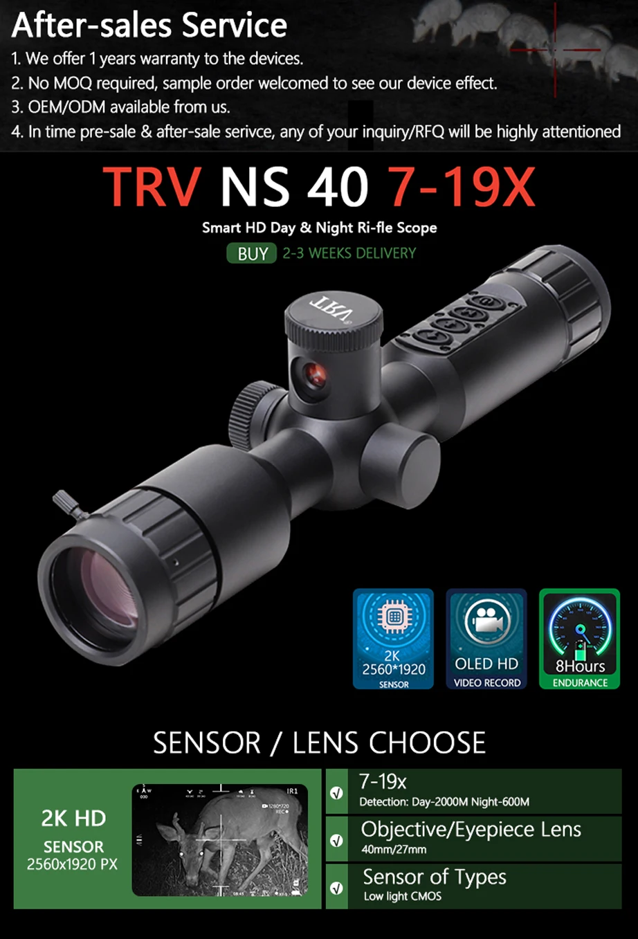 Trv 719x Hunting Night Vision Scope With Ranging Video Rec Wifi