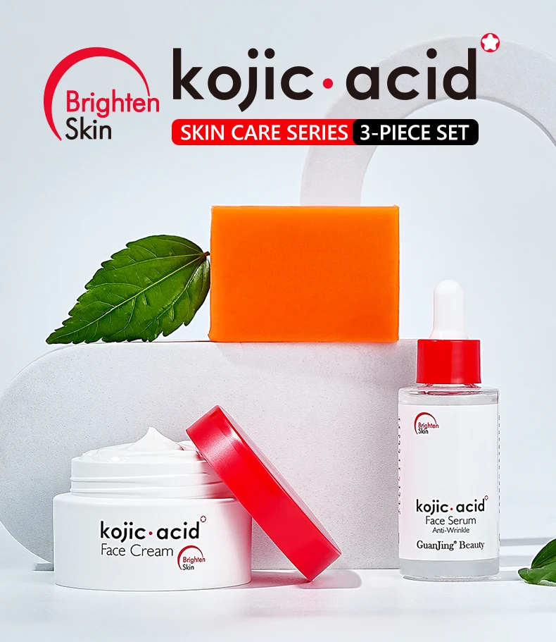 Guanjing Quickly Whitening Kojic Acid Skin Care Set 3pc For Whitening Brightening Anti Aging Facial Products Skin Care Set