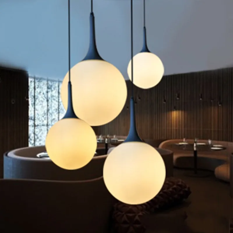 Simple Loft Milk White Ball Pendant Ceiling Lamp Glass Glass Ball