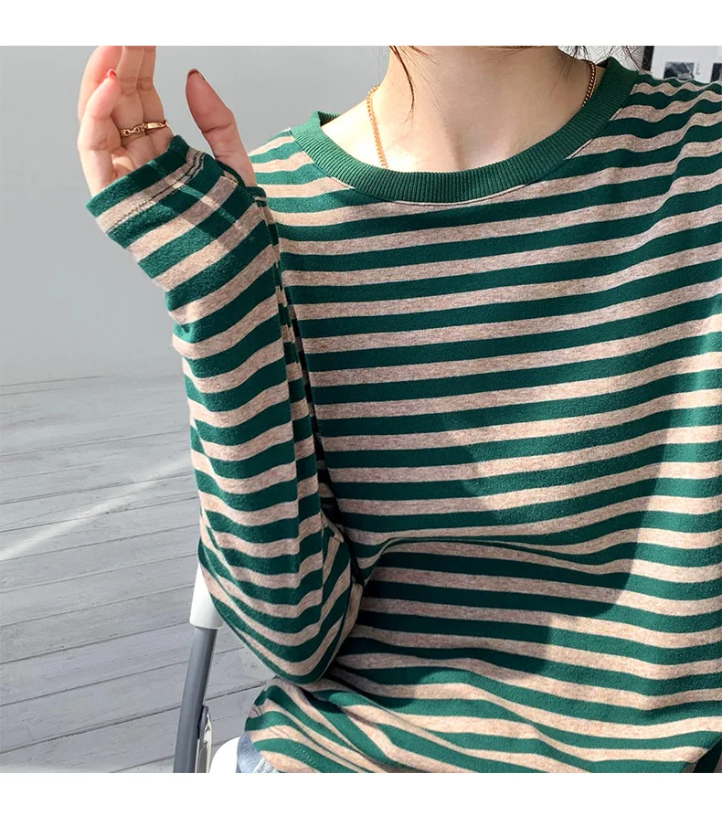 Best Price Round Neck Casual 100% cotton Custom Printed Knitted Long Sleeve Loose Top for Women's Shirts