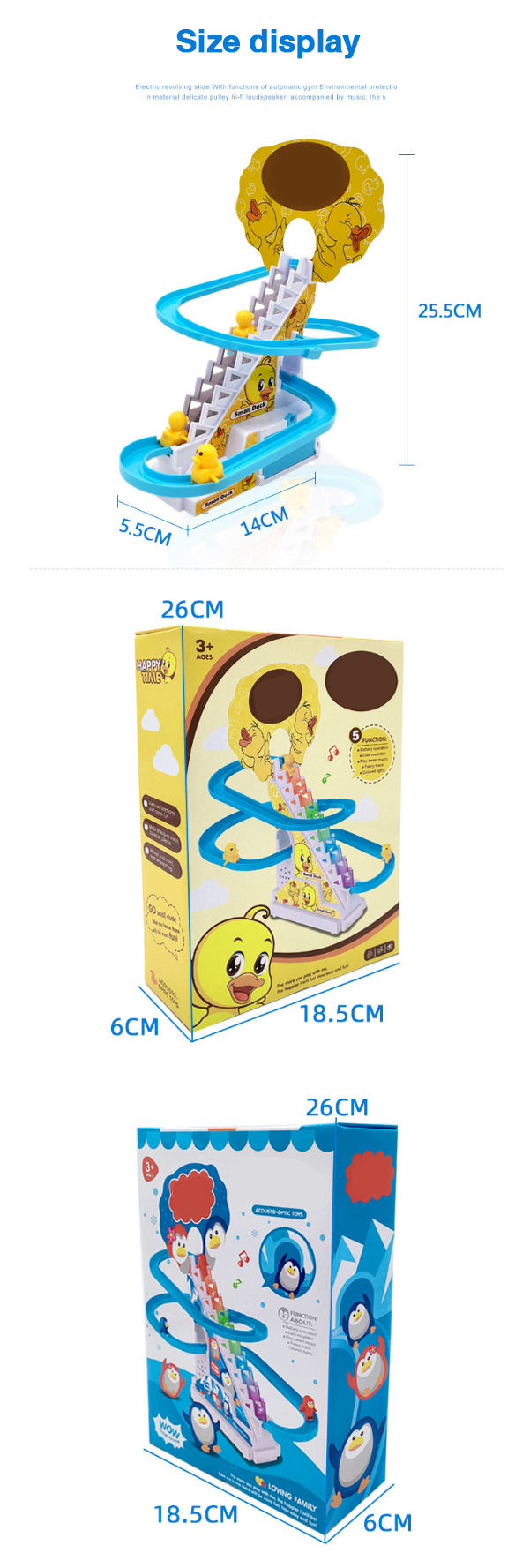 Children's Duck Competition Set up Stair Climbing Track Slot Machine Toy Led Flash and Music Little Duck Toy