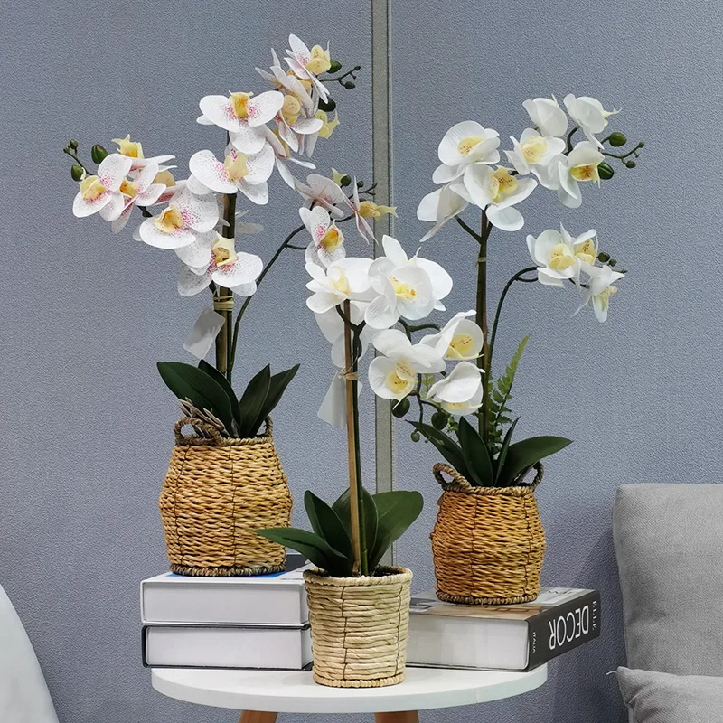 Echt aussehen Blume Knstlichen Benutzerdefinierte Import China Stoff Set  Mit Topf Knstliche Orchidee Blumen