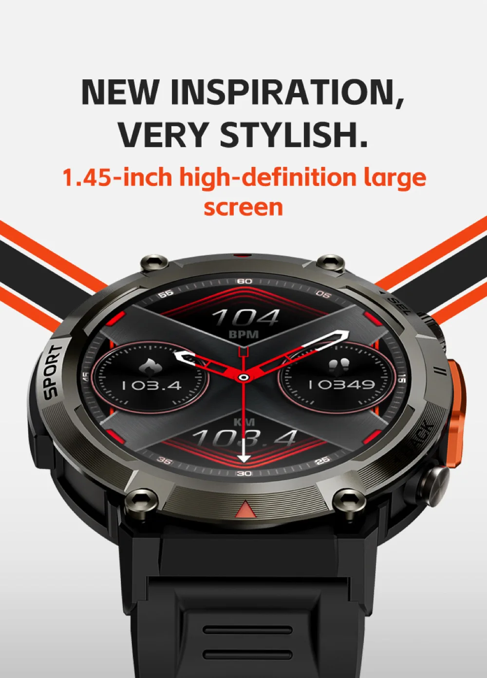 2025 New S100 Smartwatch Men 1.45 Inch TFT HD Screen BT 5.0 Waterproof IP67 Flashlight Night Sports Fitness Bracelet Heart Rate