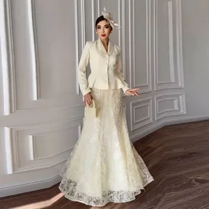 Wholesale Autumn 2026 New Fashion Elegance Temperament Long Sleeve Lace Edge Slim Fit Skirt Simple Ladies Suit