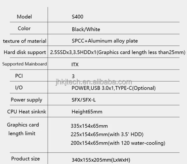 10.8l Portable S400 Itx Computer Case With Pcie 16x Cable Support Sfx
