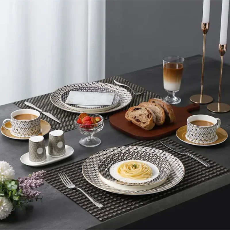 Nordic Style Hot Selling Ceramic Dinnerware Set Teapot With Cup and Saucer Ceramic Dinner Plates Dishes Plates and Bowl Sets factory