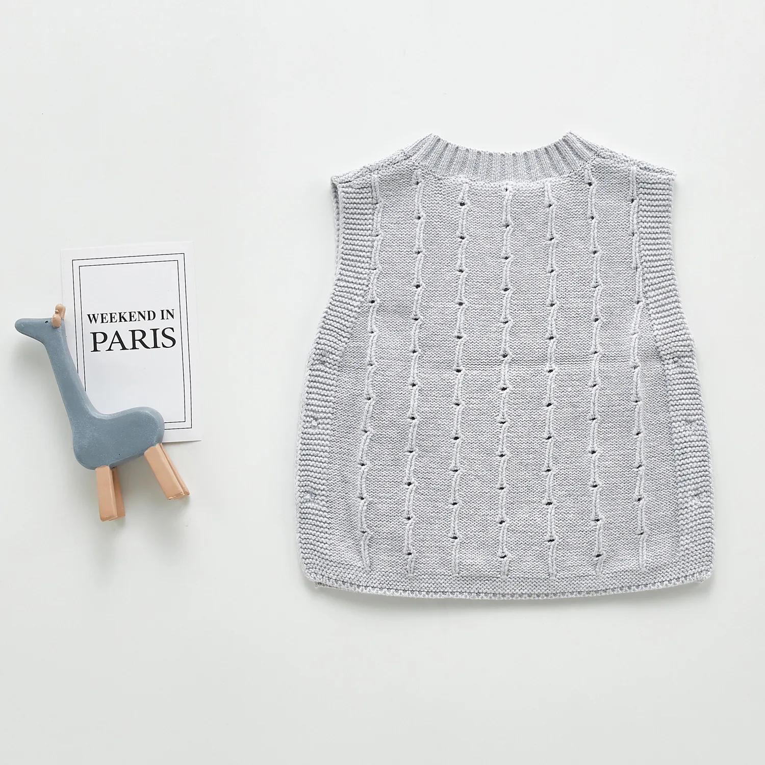 Оптовая продажа, новый дизайн, Осенний вязаный жилет без рукавов для малышей, Детские майки