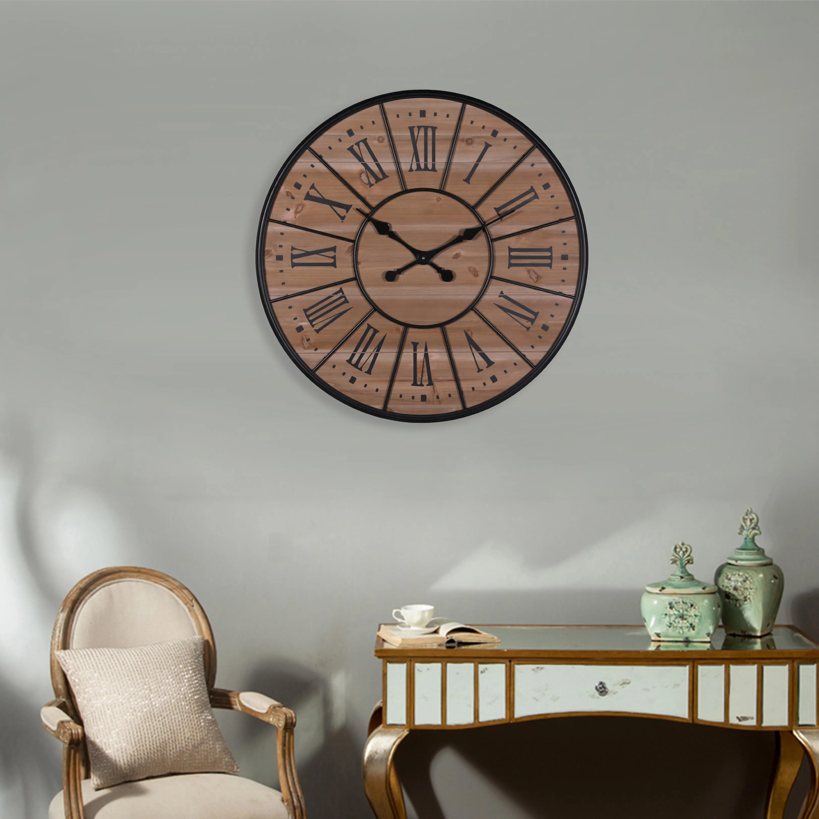 Metal Round Wall Clock Wall Clock Light Luxury Decoration Living Room