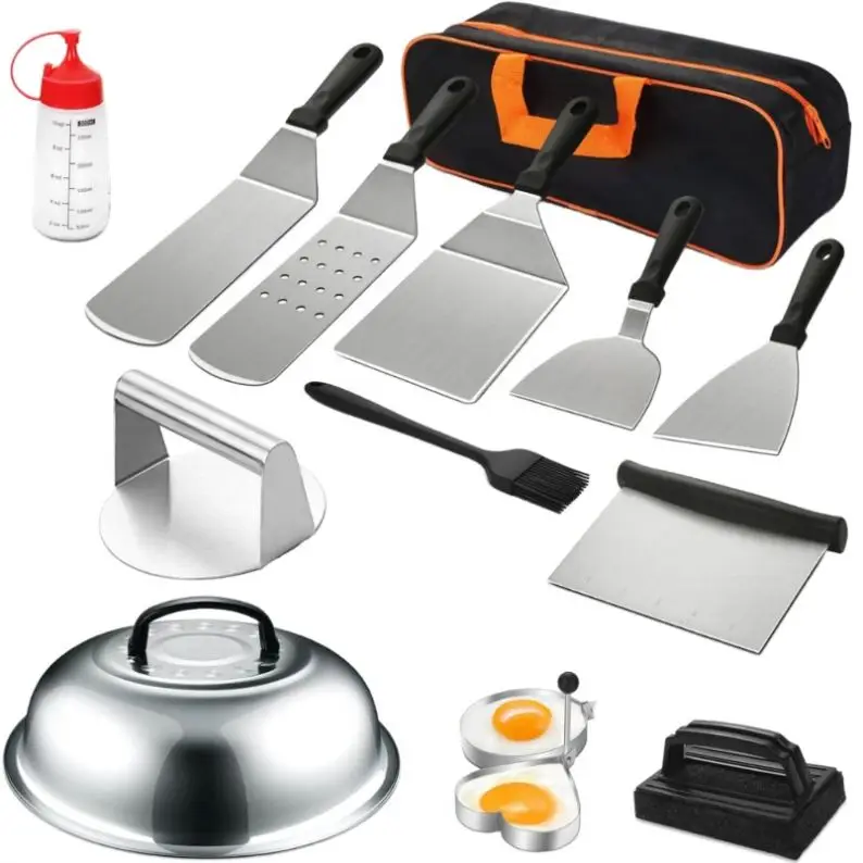 23Years Manufacturer Heat Resistant Stainless Steel Long Handle Charcoal Grill Cooking Shovel Complete Barbecue Tool Set 12 BBQ