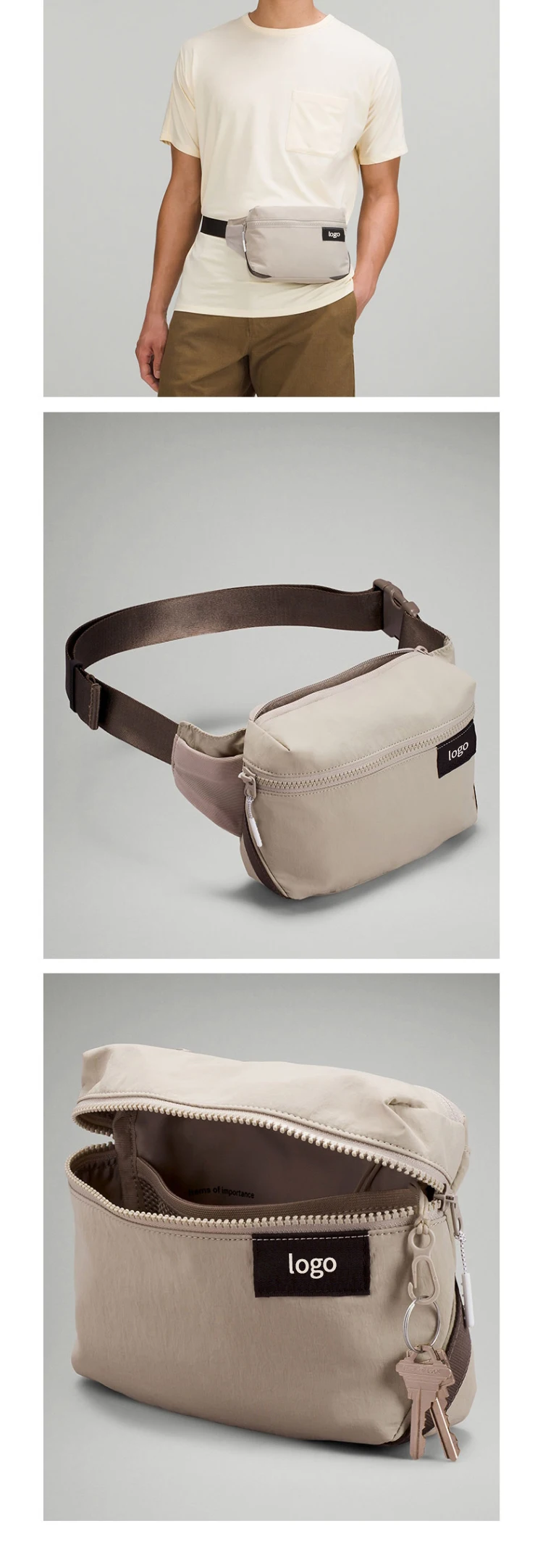 Custom Waterproof Mobile Phone Fanny Pack With Key Chain Outdoor Sports