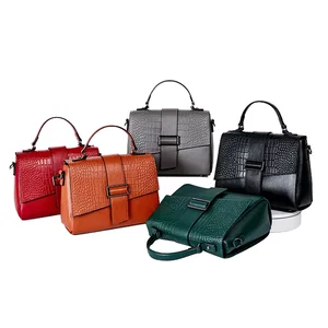 Wholesale Custom Women Genuine Leather Fashion Designer Shoulder Crossbody Bags Two Straps ZIP Waterproof Luxury Handbags