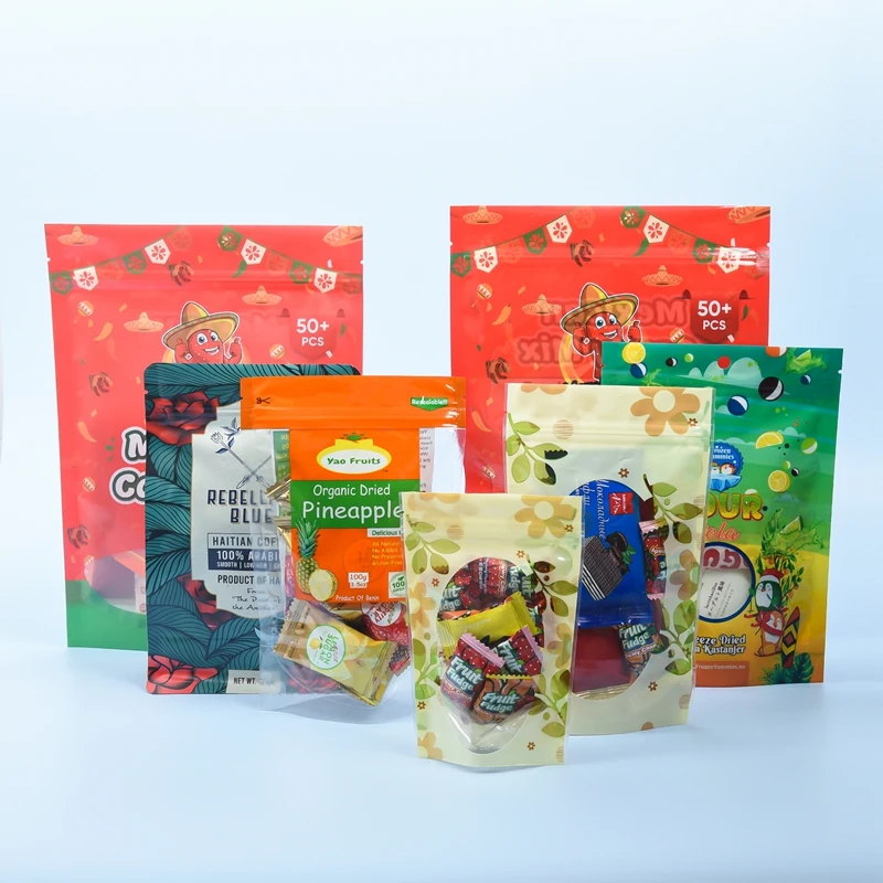 Báistí Mylar Ziplock saincheaptha neamhchustaimithe le haghaidh gummy lemon agus cherry 3.5 litir le mo lógo féin
