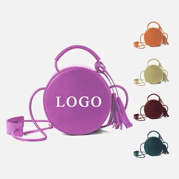 private label fashion ladies small round bags genuine leather bags mini bucket handbags