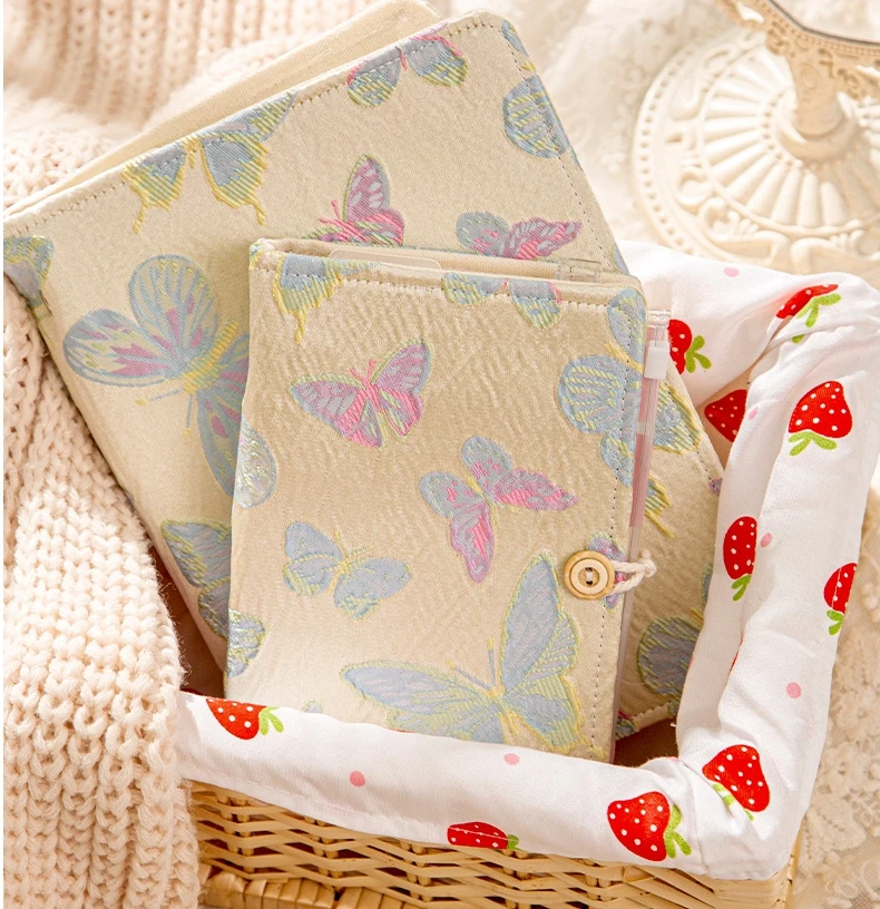 2024 Cloth Texture Loose-Leaf Handbook Book Removable High Value Cute Notepad Girl Notebook Sub