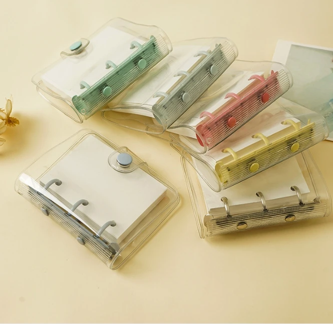 Creative Cute Transparent Three Ring Mini Loose-leaf PVC Portable Notebook Ring Loose-leaf Binder Handbook Notepad