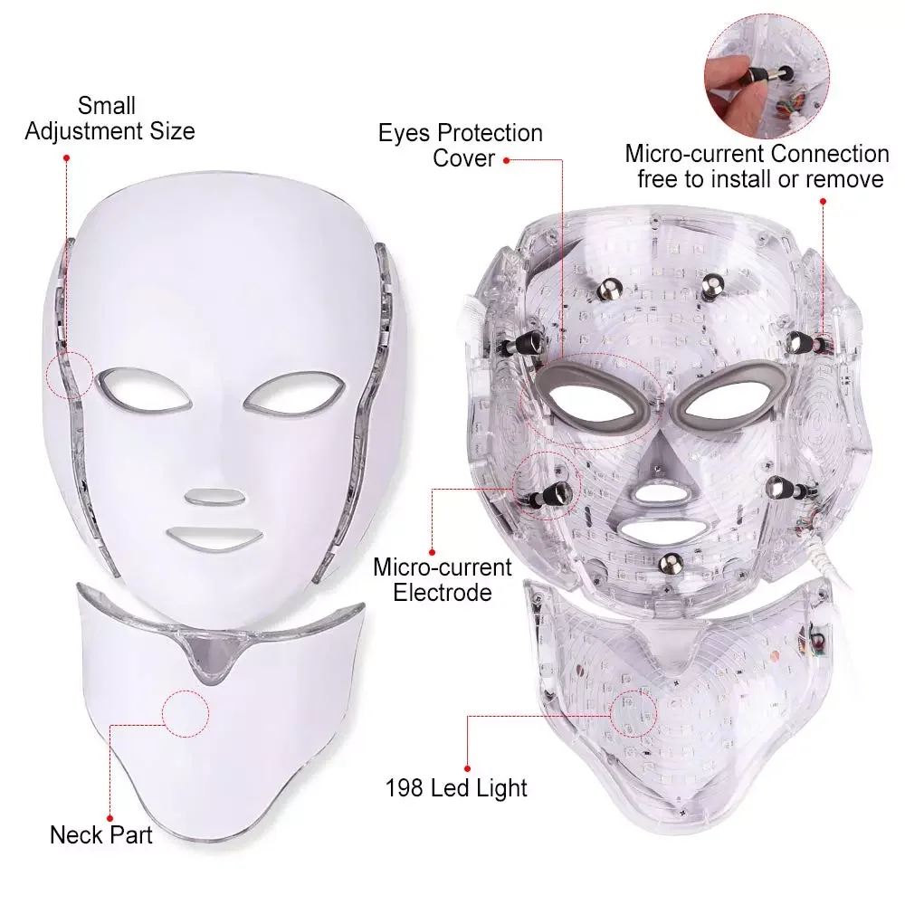 Led Facial Mask 7 Colors Pdt Facial Home Use Face Led Light Therapy