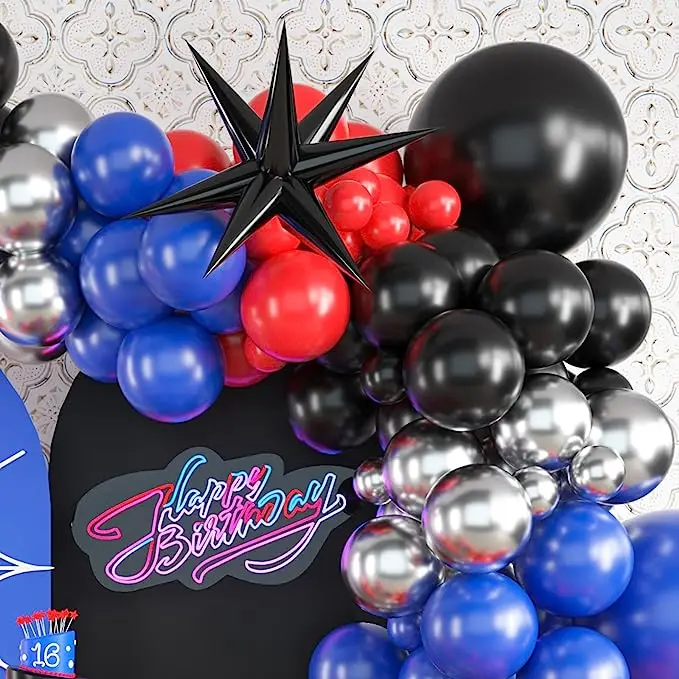 product red blue black balloon arch kit spiderman balloon arch kit red blue and black balloons spiderman theme party decorations-5