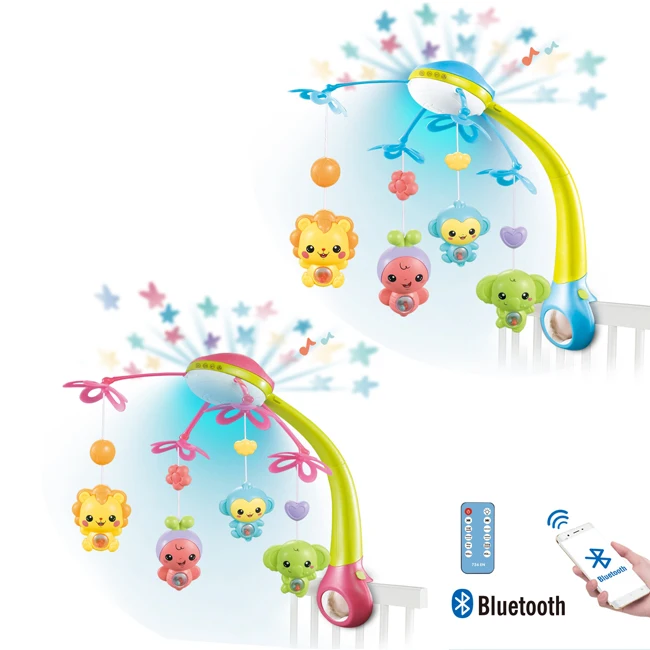 Колокольчик для детской кроватки с дистанционным управлением и синими зубьями, проекционный ночной Светильник для детской кроватки, музыкальный войлочный детский мобильный HC473420