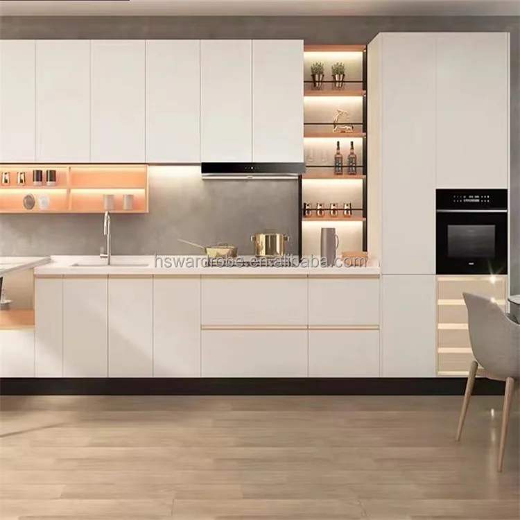 Modern Modular Melamine Kitchen Cabinet Sets with Artificial Marble ...