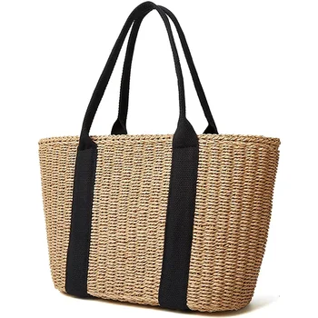 Custom Classic Women's Handbag Sea Summer Shoulder Straw Beach Tote Bag ...