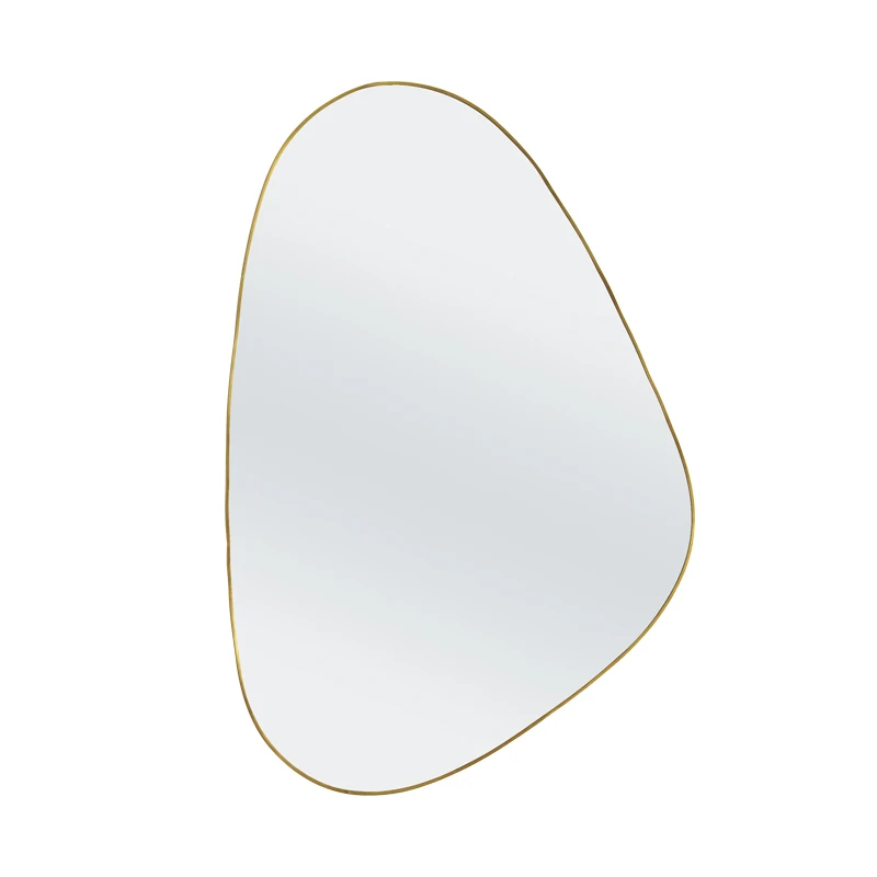 Brass Long Aesthetic Wall Curvy Irregular Shaped Mirror
