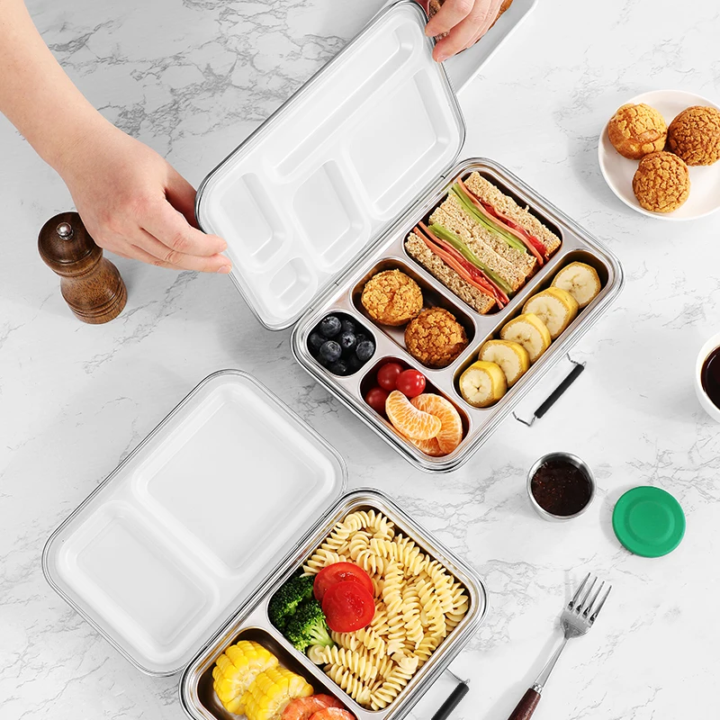 AOHEA Stainless Steel Lunch Box Metal Bento Box with 2 Compartments, Leak-Proof Lunch Container for Travel, Work, Eco-Friendly factory