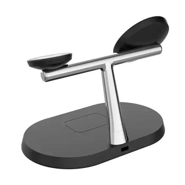 Stock 3-in-1 Magnetic Wireless Charger Stand for iPhone 15 Pro Max for Apple Watch 8 Earphones-Fast Charging Dock Station for
