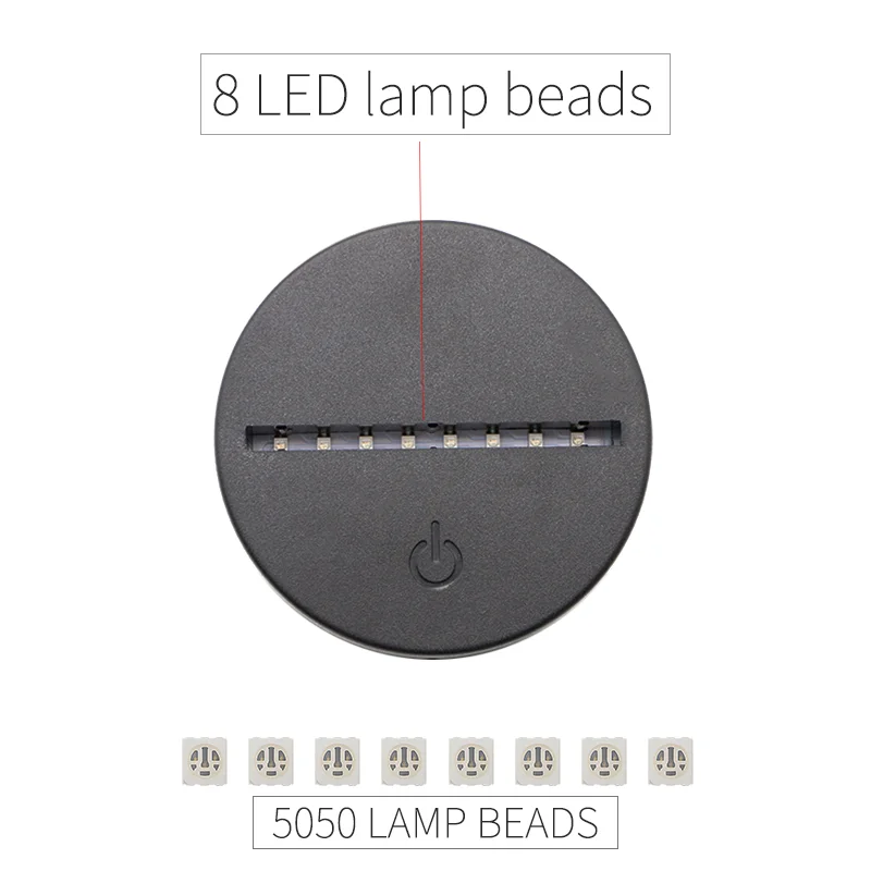 Battery Powered Remote Control Round Black White Crackle Night Light Base 3D Night LED Light Lamp Base for Acrylic