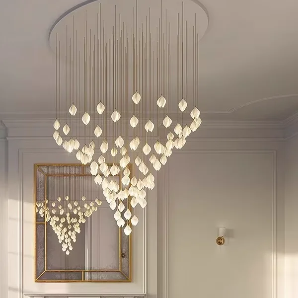 Araña moderna minimalista grande para oficina de ventas, luz decorativa, lámpara hueca de diseño para villa o escalera, tamaños medianos