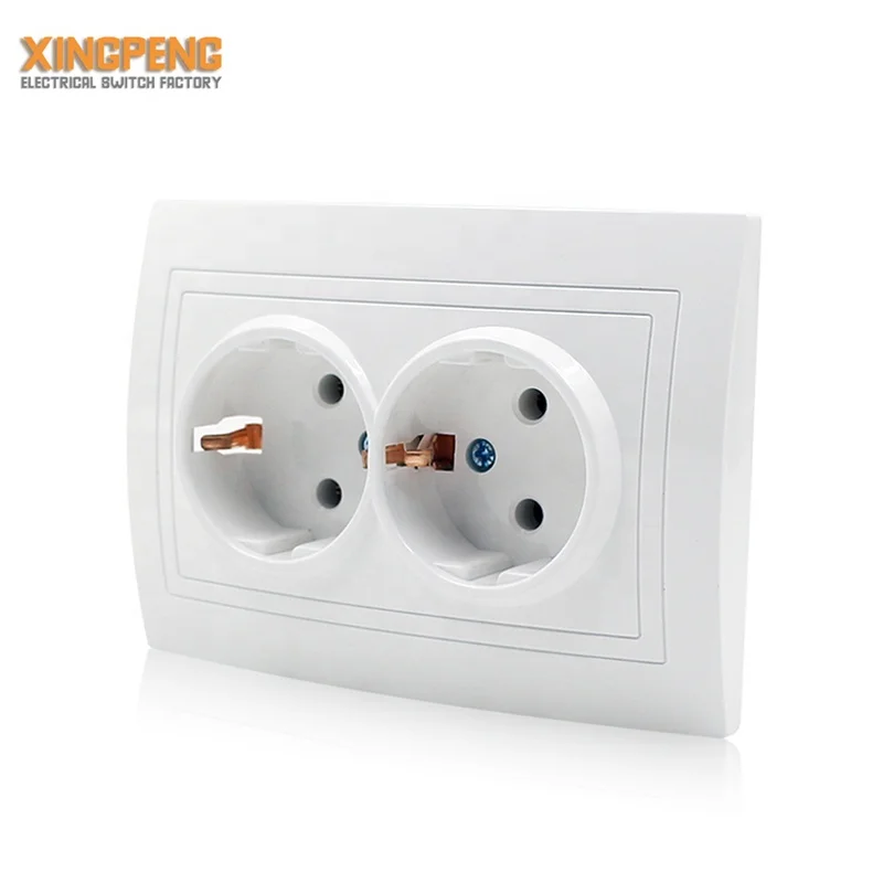 Presa A Muro Combinata 2 Vie Prodotta In Europa – Schuko Doppia Da Incasso, Certificata CE, 16A 250V, Colore Bianco - 3