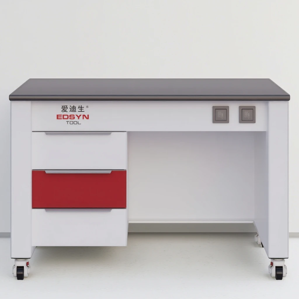 Basic Laboratory Bench Modern Industrial Design Ceramic Tabletop Epoxy Resin Coated Durable Workbench with Metal Panel