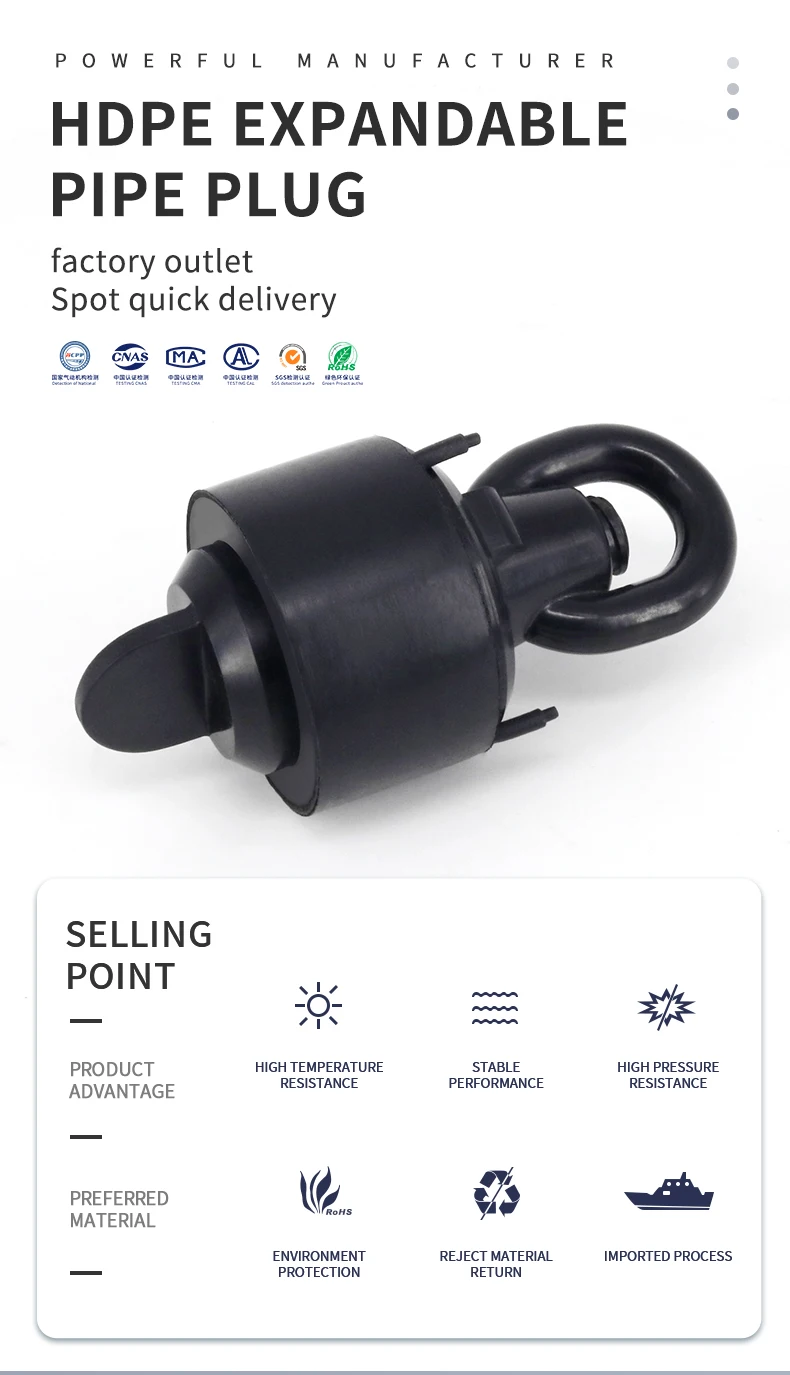 Microduct Connector Hdpe Expandable Hdpe Pipe Plug Expanding Duct Plug