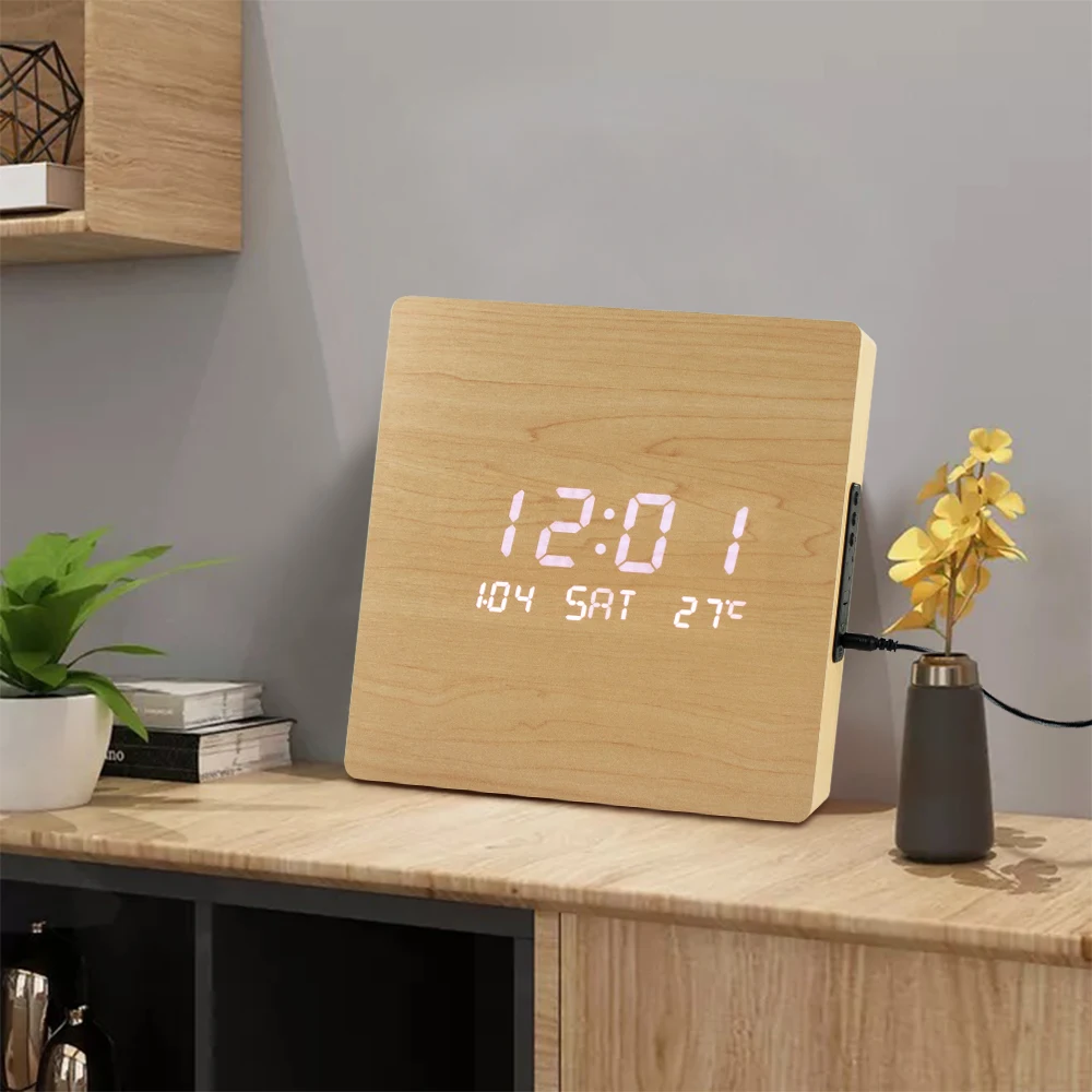 Et582 Nordic Wooden Wall Clock Modern Led Digital Wall Clock Day Date Wall Clock Buy Modern Led Digital Wall Clock