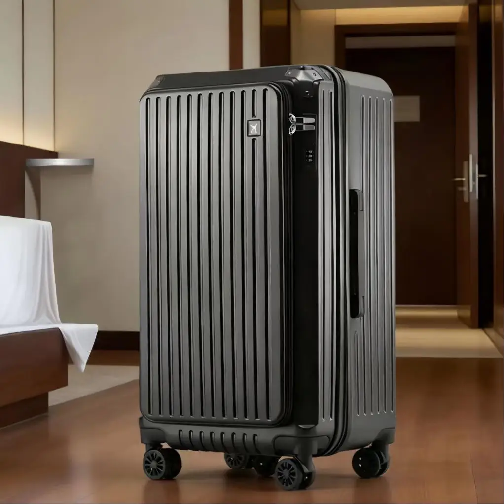 30 Inch PC Zipper Side Opening Luggage Large Capacity Expandable Rolling Suitcase Carry-on Travel Case 5 Wheels