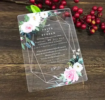 Simple Round Rose Gold India Design Acrylic Wedding Invitation Greeting Card