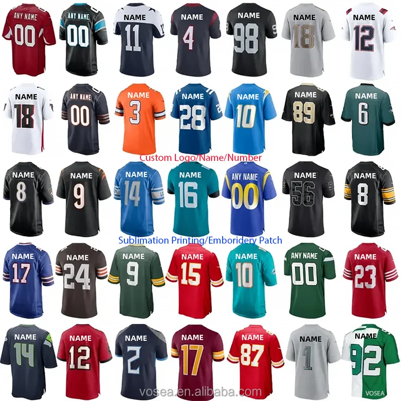 Custom Wholesale Men's Embroidery Team Shirts Custom American Football