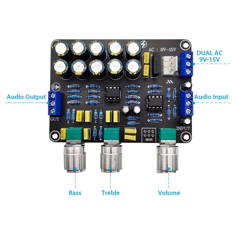 Asyduey Scheda Preamplificatore Filtro Passa-Basso Subwoofer 2.1 Canali Scheda Amplificatore Pre-Amplificatore Ne5532 Filtro Passa Basso Preamplificatore Basso