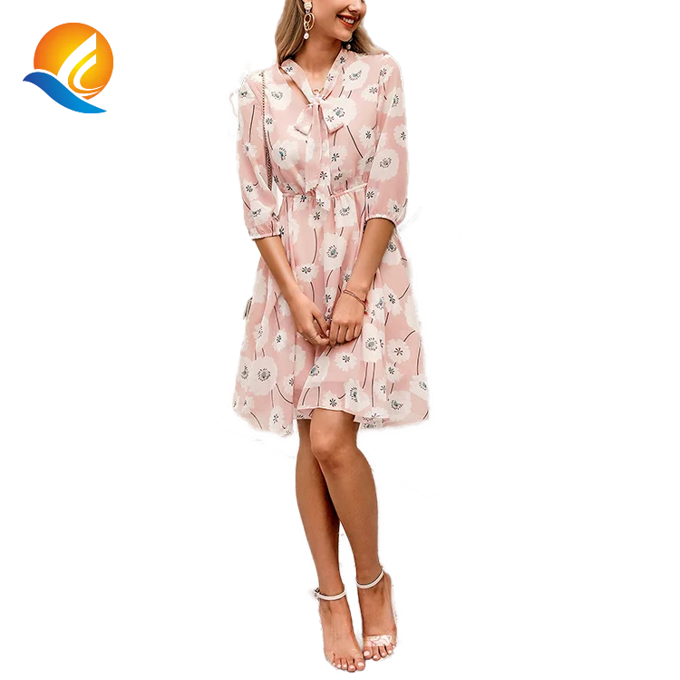 Simplee Tie Neck Custom Printed Floral 