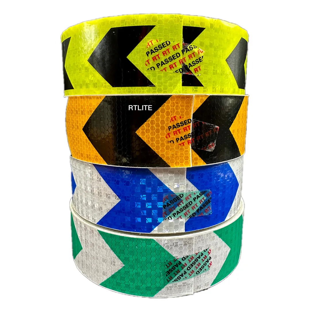 Honeycomb PVC Self Adhesive Red White Yellow Black Arrow/Twill Reflective Tape Sticker for Trucks Safety